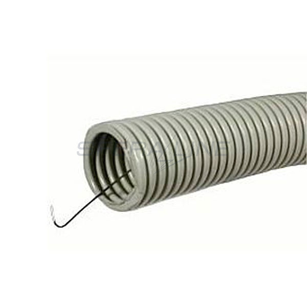 Труба ПВХ гофрированная гибкая d=32мм, Light (220 Н 5/см пог.), стандартная с протяжкой, цвет - серый
