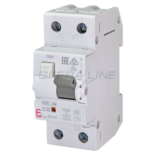 Диференціальний автоматичний вимикач KZS-2M, 1+N полюс, 32А, C, тип AC (10kA), ETI