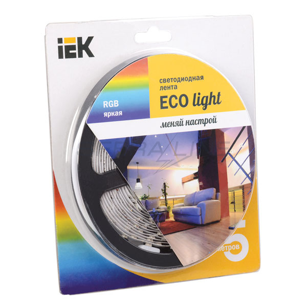 Лента светодиодная LED, LSR-3528RGB54-4.8-IP20-12V, 5м  блистер, IEK-eco