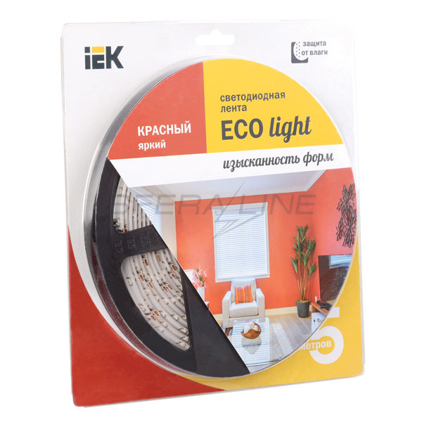 Лента светодиодная LED, LSR-3528R60-4.8-IP65-12V, 5м  блистер, IEK-eco