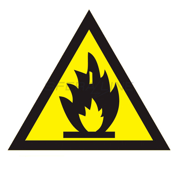 Самоклеющийся знак 150х150 мм, "Пожароопасно"