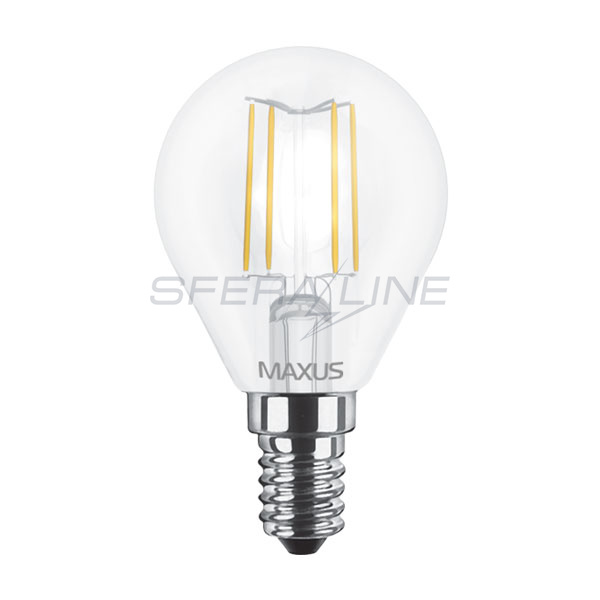Лампа светодиодная филамент G45, 4Вт, E14, теплый свет (1-LED-547-01)
